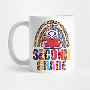 Second Grade Rainbow Leopard Funny Unicorn Teacher Student School Mug